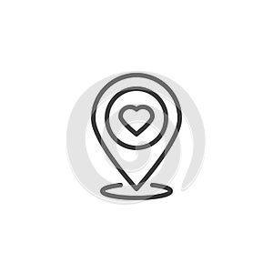 Map pointer with heart line icon