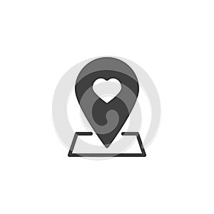 Map pointer with heart vector icon