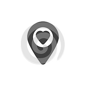 Map pointer with heart vector icon