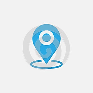 Map pointer icon in blue. GPS navigation location symbol. EPS 10