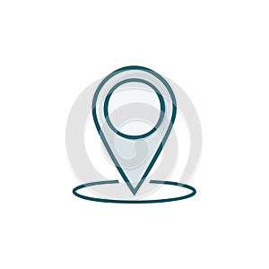 Map pointer icon depicting navigation or location on maps isolated on white background