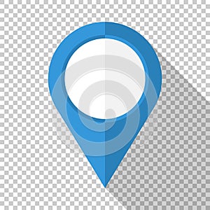 Map pointer icon in flat style on transparent background