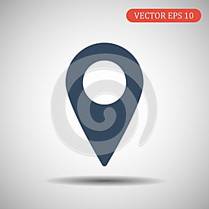 Map pointer icon. GPS location symbol. Flat design style.