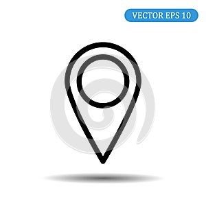 Map pointer icon. GPS location symbol. Thick line, linear design style.