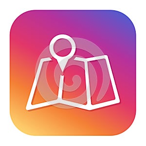 Map pointer icon with hipster button. Marker button. Location symbol.