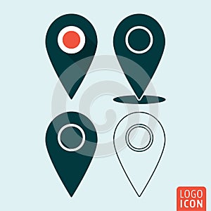 Map pointer icon. Pin location symbol set