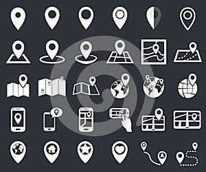 Map pointer icon set, gps location navigation marker photo