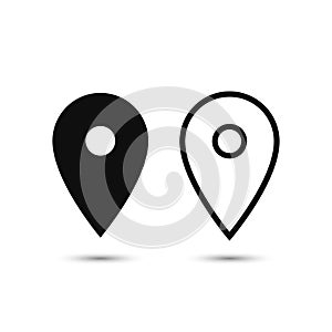 Map pointer icon set. GPS location symbol. Vector flat illustration