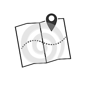 Map pointer icon vector illustration. GPS location symbol with with pin pointer for graphic design, logo, web site, social media,