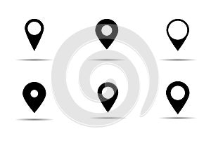 Map pointer icons set. Vector, isolated.