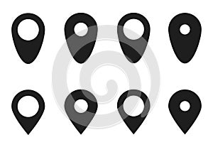 Map pointer icons set. Vector, isolated.