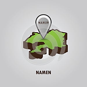 Map pointer indicating namur on namen map. Vector illustration decorative design