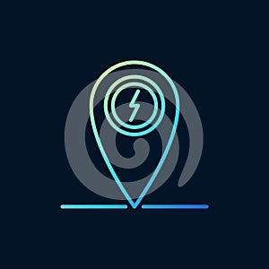 Map Pointer with lightning vector colored line icon