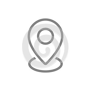 Map pointer line icon. Round location mark symbol and sign