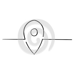 Map pointer location icon handdrawn doodle