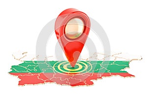 Map pointer on the map of Bulgaria, 3D rendering