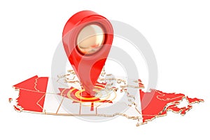 Map pointer on the map of Canada, 3D rendering