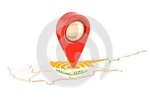 Map pointer on the map of Cyprus, 3D rendering