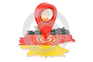 Map pointer on the map of Germany, 3D rendering