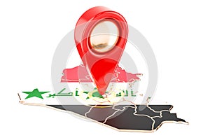 Map pointer on the map of Iraq, 3D rendering