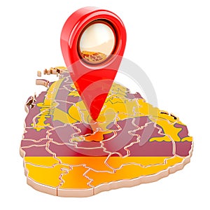 Map pointer on the map of Sri Lanka, 3D rendering