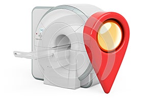 Map pointer with MRI Magnetic Resonance Imaging Scanner, 3D rendering