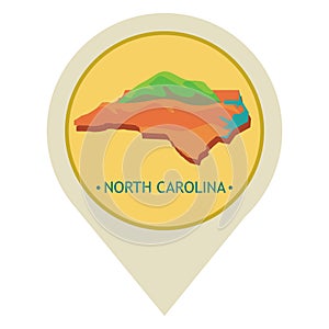 Map pointer with north carolina state. Vector illustration decorative design