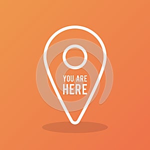 Map pointer outline icon with the text `You are here`.