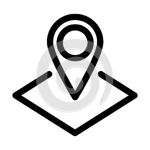 Map pointer or pin marker icon. Outline modern design element. Simple black flat vector icon with rounded corners