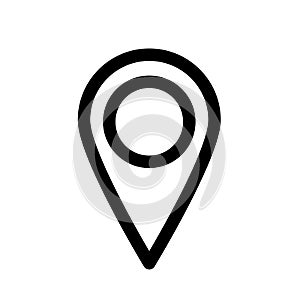 Map pointer or pin marker icon. Outline modern design element. Simple black flat vector icon with rounded corners