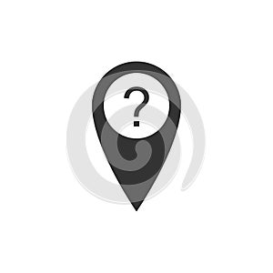 Map pointer with Question symbol icon isolated. Marker location sign. For location maps. Sign for navigation. Index