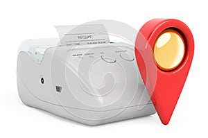 Map pointer with receipt printer, 3D rendering