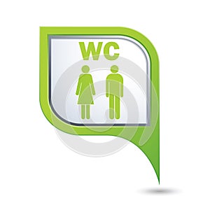 Map pointer with restroom icons