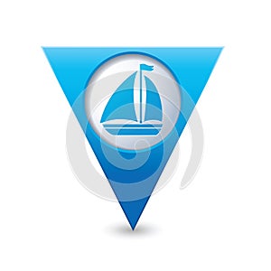 Map pointer with sailboat icon