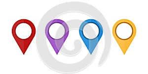Map pointer .Set of .colored map pin . Map pointer icons , isolated on white background. Vector illustration