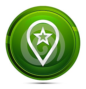 Map pointer star icon glassy green round button illustration
