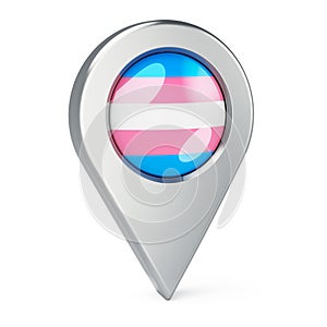 Map pointer with transgender flag, 3D rendering