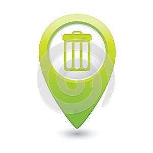 Map pointer with trash can icon
