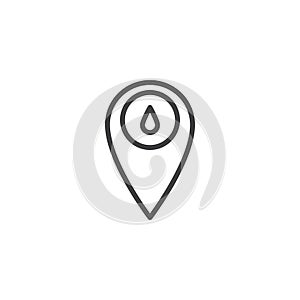 Map pointer with water drop outline icon