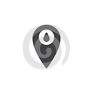 Map pointer with water drop vector icon
