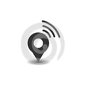 Map pointer with wireless icon. Vector illustration