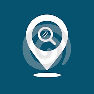 Map Pointer with Zoom Icon. Flat Design Style. Made in vector