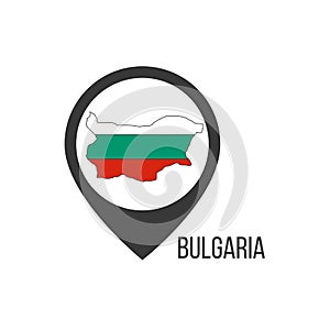 Map pointers with contry Bulgaria. Bulgaria flag. Stock vector illustration isolated on white background