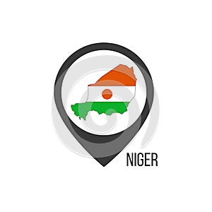 Map pointers with contry Niger. Niger flag. Stock vector illustration isolated on white background