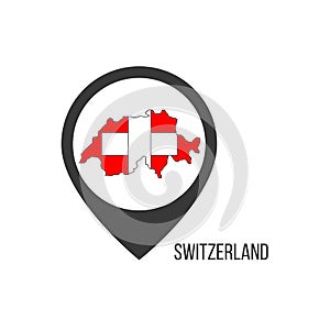 Map pointers with contry Switzerland. Switzerland flag. Stock vector illustration isolated on white background