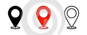 Map pointers. Vector isolated elements. Location navigation icon. Vector outline illustration. Geo location point