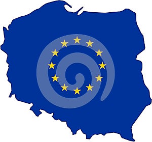 Map of Poland with EU flag