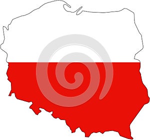 Map of Poland with flag