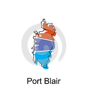 Map of Port Blair World Map International vector template with outline graphic sketch style isolated on white background