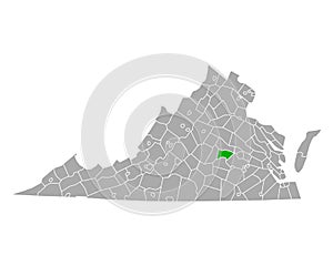 Map of Powhatan in Virginia